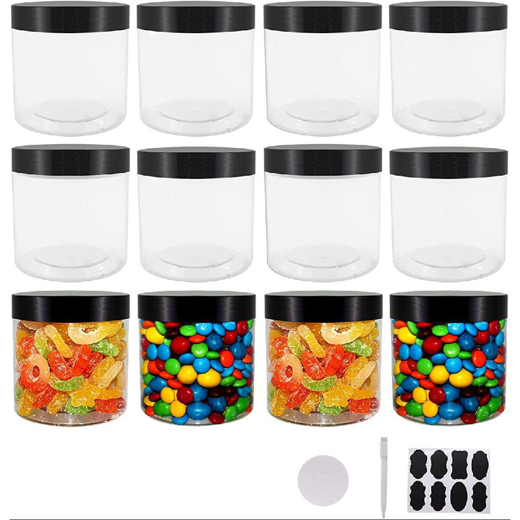 Latitude Run® 12 Pack 20Oz (600Ml) Clear Plastic Jars With Lids, Labels